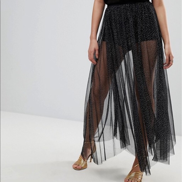 Free People High waisted glitter maxi tulle skirt - Picture 3 of 6